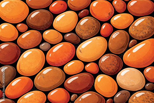 Abstract macro texture of many colorful medicine pills and colored pencils arranged in a natural pattern on a raw wooden surface