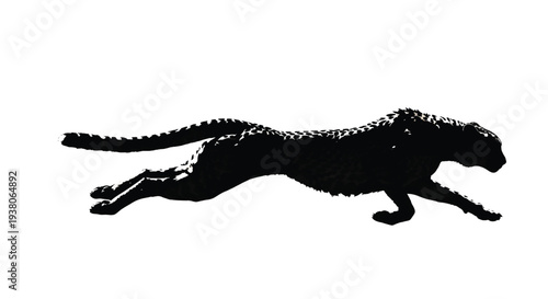 A black silhouette of a running lion