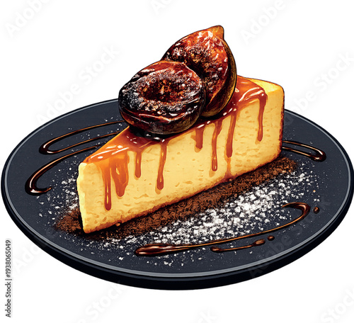 A delicious slice of gourmet chocolate cake with cream served on a white plate makes this sweet bakery dessert a tasty piece of cocoa perfection