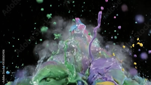 colorful paint splash on black background