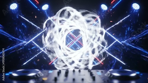concert lights, dj booth at nightclub