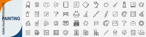 Painting and Art Studio Icons Set for Creative Workshop and Hobbyist Design