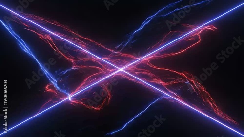 neon red lines on black background