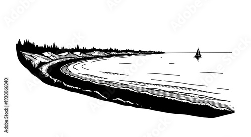 Sailing on a serene lake water.