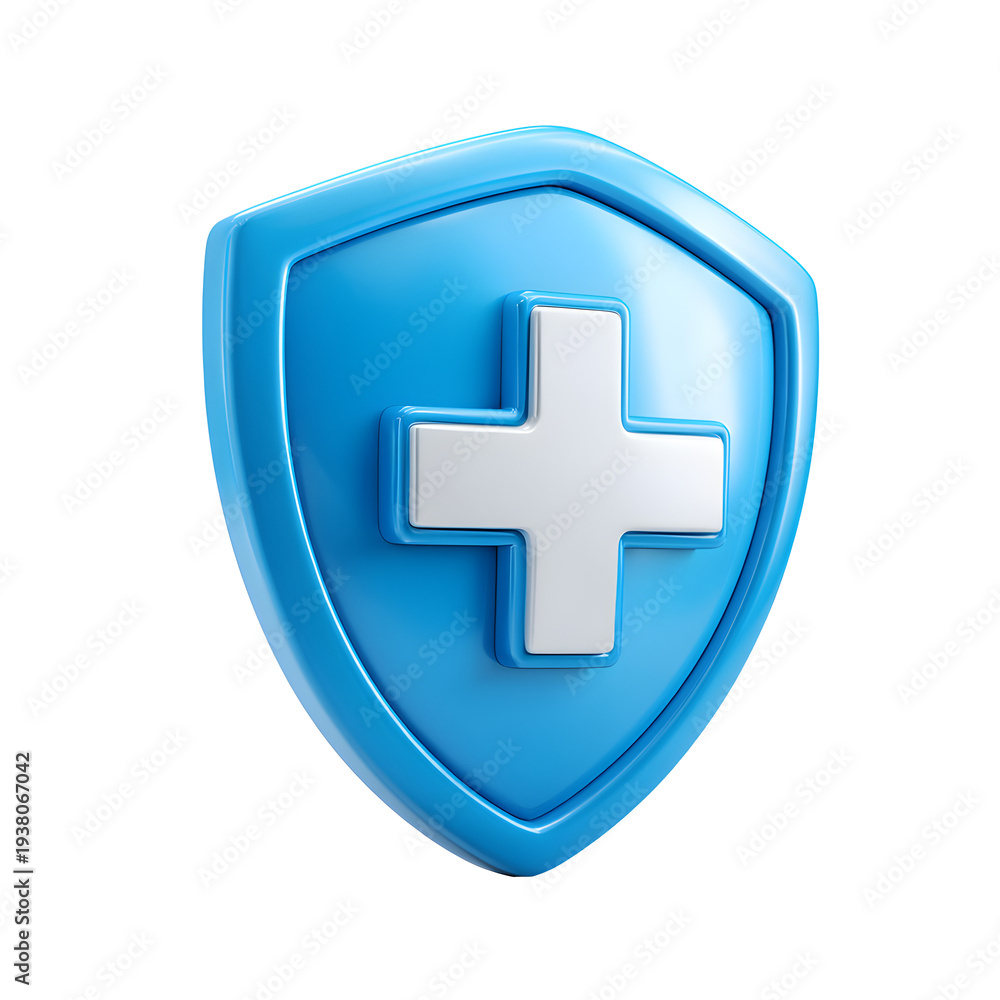 Fototapeta premium Health insurance shield 3d rendered isolated on transparent background
