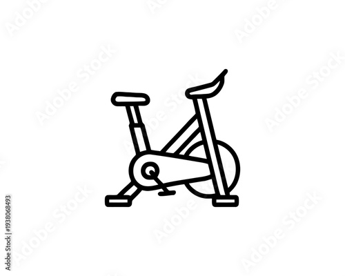 Stationary Exercise Bike Logo Indoor Cycling Machine Fitness Equipment Workout Machine Health and Wellness Vector