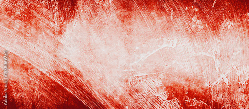 Red Grunge Wall Texture with White Paint Strokes Abstract Background