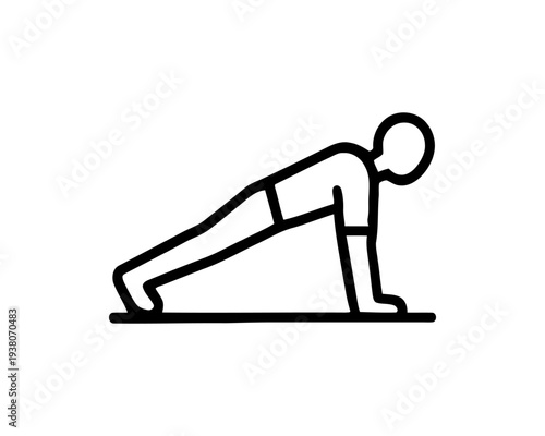 Man Doing Plank Exercise Logo Fitness Silhouette Bodyweight Training Core Strength Workout