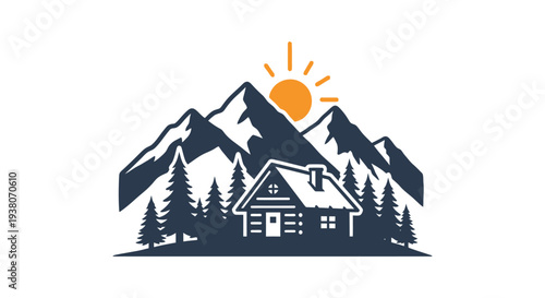 House in front of mountains.