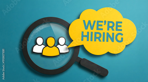 Wallpaper Mural We're Hiring Magnifying Glass Searching for Talent Job Opportunity Recruitment Torontodigital.ca