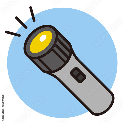 懐中電灯のアイコン。ライトのベクターイラスト。Flashlight icon.
