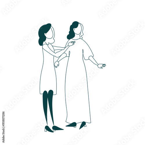 dressing women characters sketch vector isolated line design elements 