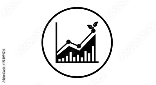 Black and white business growth chart.