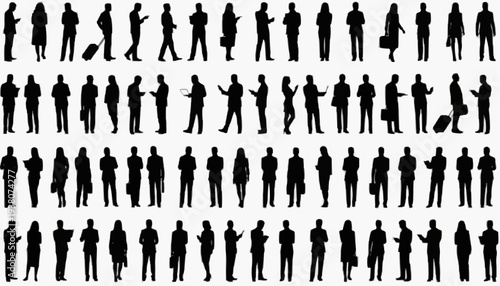 man and woman silhouette Business People Silhouettes Set – Walking Working Talking Using Mobile Laptop Traveling Reading Brainstorming Vector Collection