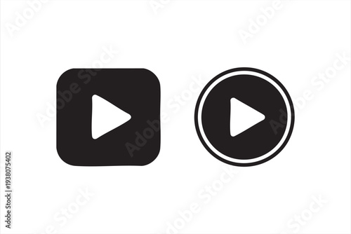 Play button media icon set for video playback and streaming interface design