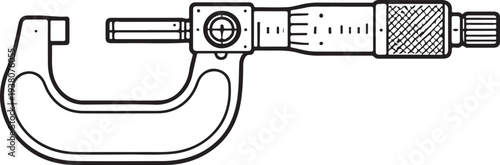 Tableau sur toile Engineering Micrometer Tool Black and White Line Art Vector