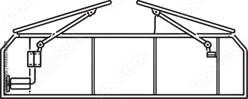 Automated Greenhouse Vent System Black and White Line Art Vector Illustration