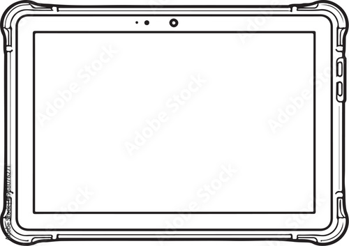 Farm Data Tablet Device Line Art Smart Agriculture Management Technology