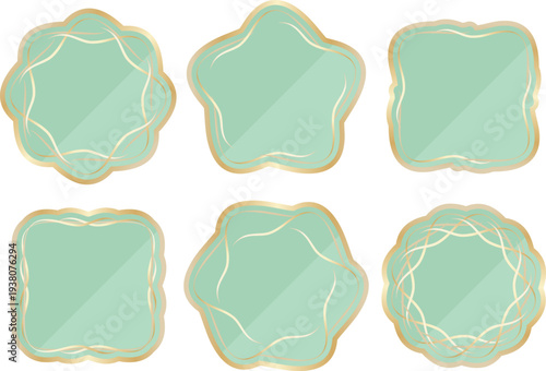 高級感のあるラインのフレーム6種セット　ミント＆ゴールド