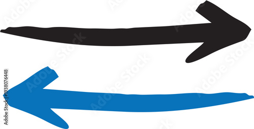 Hand-Drawn Arrows Vector Set - Blue and Black for Contrast and Direction