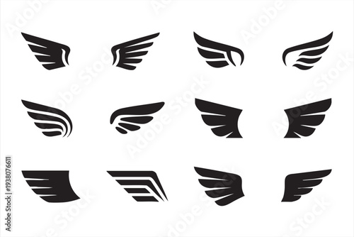 Abstract wing logo icon set for branding and modern identity design