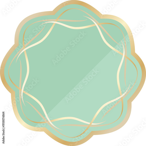 高級感のあるラインのフレーム　ミント＆ゴールド