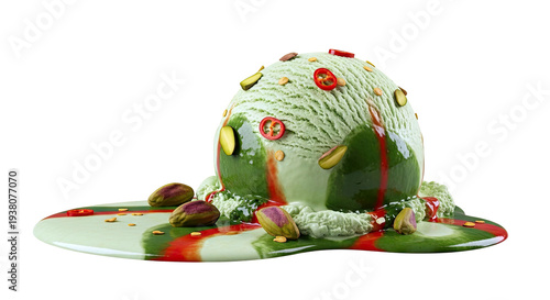 Pistachio Ice Cream with Chili and Pistachios