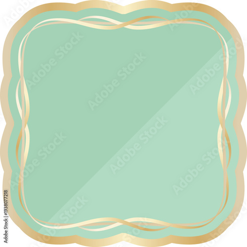 高級感のあるラインのフレーム　ミント＆ゴールド