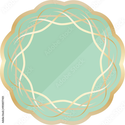 高級感のあるラインのフレーム　ミント＆ゴールド