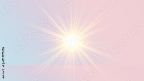 Bright Sunburst Background with Glowing Lens Flare on Pastel Gradient