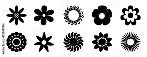 Spring Floral Geometric Pattern. Hand drawn illustration of Floral, icons, line design with simple shapes.