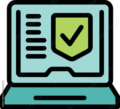Secure laptop displaying a check mark, symbolizing successful system check and robust data protection
