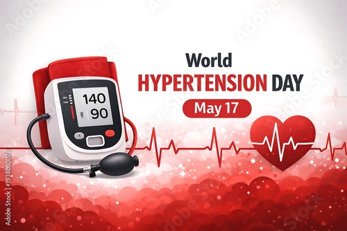 World hypertension day health awareness with blood pressure monitor