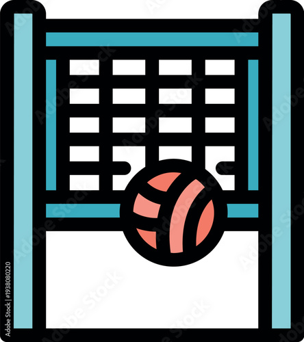 Volleyball passing through the net during a fast paced and exciting match, showcasing the intensity of the game