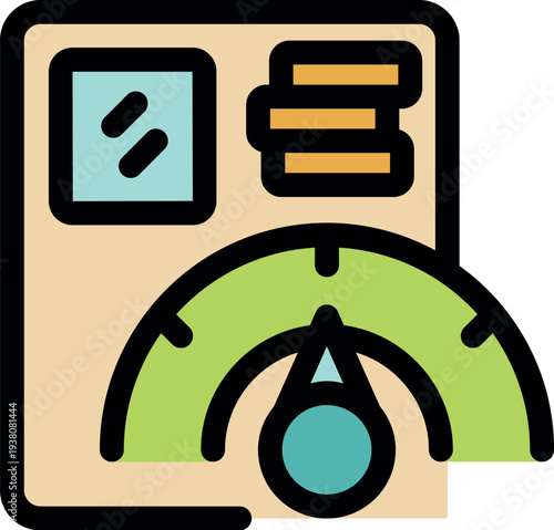 Server performance indicator displays high speed and efficiency, symbolizing optimal functionality and fast data processing