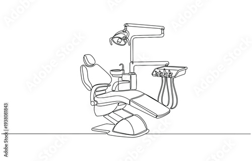 Continuous one line drawing Dentist chair. 