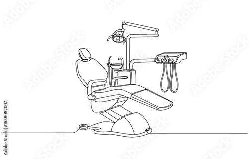 Continuous one line drawing Dentist chair. 