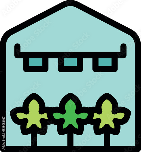 Plants growing inside a smart greenhouse equipped with modern technology for optimal growth