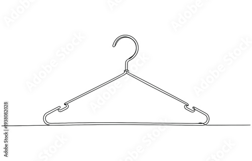 Clothes hangers continuous one line art drawing of minimalist style.