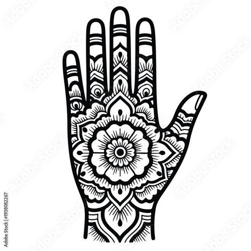 Hand Vector with Intricate Floral Mandala Pattern