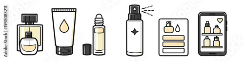 Collection of cosmetic and perfume products displayed on a smartphone screen