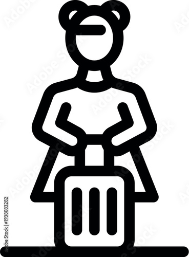 Child traveler waiting with her suitcase at the airport, ready for a family adventure