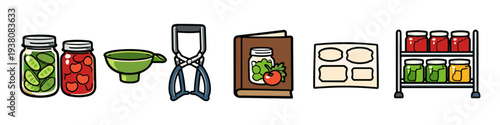 Home canning supplies and ingredients for preserving food at home
