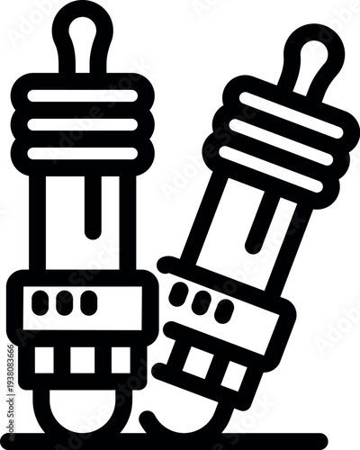 Close up of two spark plugs, essential components for igniting fuel in engines, ensuring smooth vehicle operation