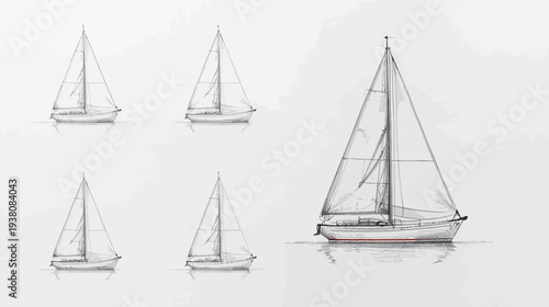 Vector Line Art in Minimal Black Outline on White Background