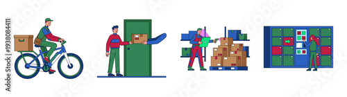 Flat Vector Logistics and Last Mile Delivery Element Kit for E-commerce Supply Chain Management