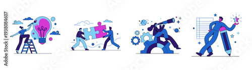 Flat Vector Business Innovation and Creative Problem Solving Element Kit for Professional Development