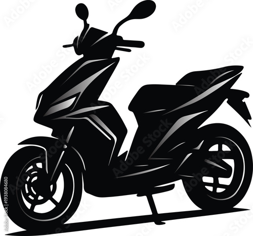 Black Motor Scooter Silhouette Vector Illustration