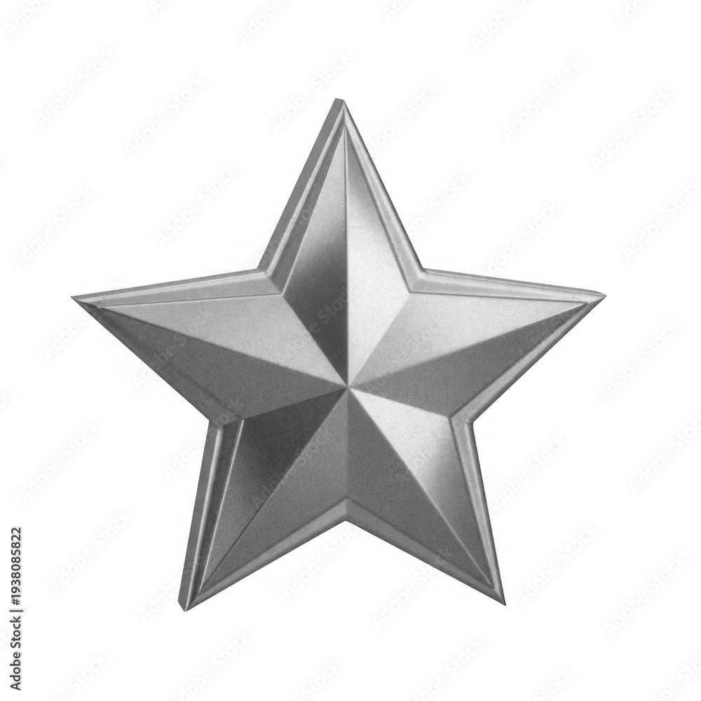 Fototapeta premium Silver star png Metallic stellar cutout Shiny emblem png Geometric symbol cutout Reflective award png Elegant trophy cutout Premium icon isolated transparent background image