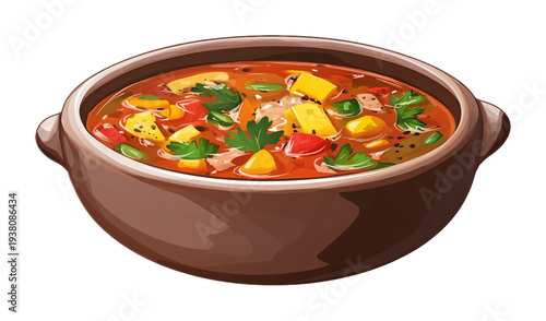 Sweet and Sour Soup - Tangy and Flavorful Soup - Isolated on White Background